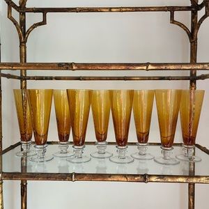 Vintage Zrike Pavilion Amber Ombré Pilsner Glasses Set of 10
